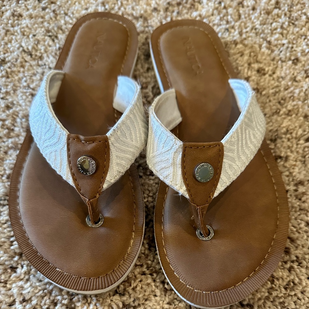 Nautica brand White flip flops